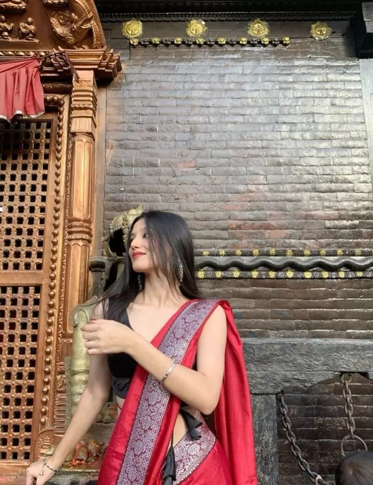 Instagram Girl in Saree Hidden Face